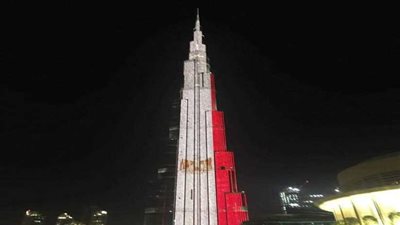 برج خليفة يتزين بعلم مصر احتفالًا بذكرى أكتوبر