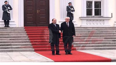 استقبال الرئيس السيسي في القصر الرئاسي ببرلين 