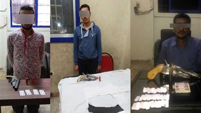 سقوط 3 عاطلين بأسلحة ومخدرات بشبين القناطر