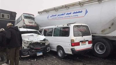 تحقيقات نيابة بني سويف في تصادم الـ9 سيارات: الشبورة السبب