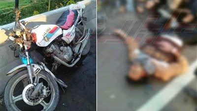 بالصور.. مصرع قائد دراجة نارية بالطريق الصحراوي