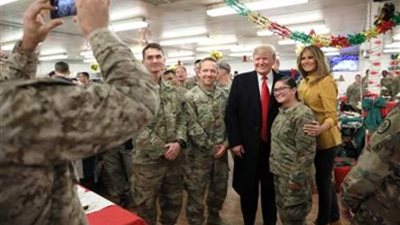 ترامب يشيد فور عودته لواشنطن باداء القوات الامريكية فى العراق