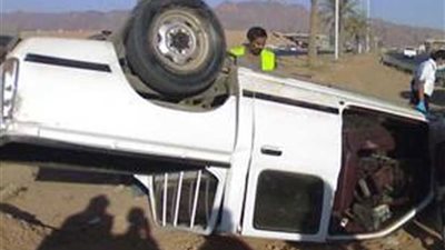 مصرع 3 فى انقلاب سيارة نقل على أخرى ببنى سويف