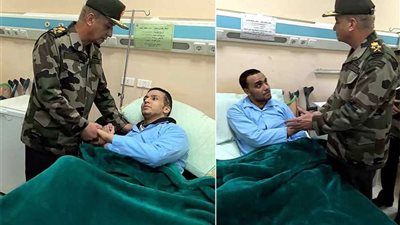 وزير الدفاع يزور المرضى ومصابى القوات المسلحة بالمجمع الطبى للقوات المسلحة