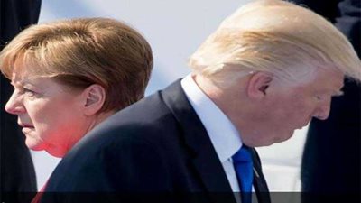 ترامب وميركل يناقشان هاتفيا قضايا التجارة وتمويل حلف 
