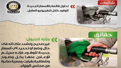 مجلس الوزراء: التسعيرة الجديدة للوقود في يونية شائعة وإليكم الحقيقة