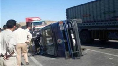 مصرع مجند وإصابة 5 شرطيين في حادث انقلاب سيارة شرطة ببني سويف