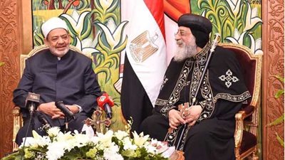 البابا تواضروس يستقبل شيخ الأزهر ووزير الأوقاف ومفتى الجمهورية للتهنئة بعيد القيامة