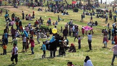 الآلاف يحتفلون في حدائق بني سويف بشم النسيم