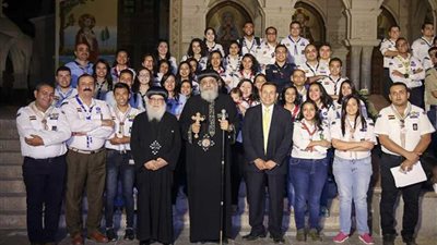 قداسة البابا تواضروس الثاني يلتقي قيادات الكشافة بالكاتدرائية المرقسية