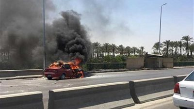 اشتعال سياره ملاكي أعلي محور 26 يوليو