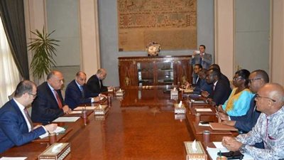 شكري يستقبل وفد مفوضية الاتحاد الإفريقي المعني باتفاقية التجارة الحرة