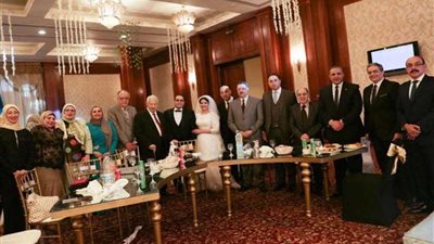 مكرم محمد أحمد وقيادات الأعلى للإعلام في حفل زفاف أحمد وسارة