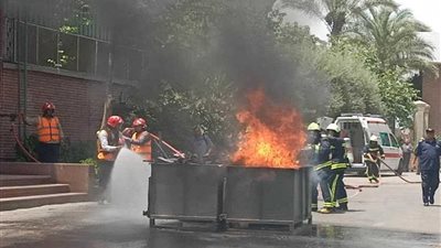 بحضور وفد وزاري.. تدريب ميداني لمواجهة الحرائق بمصانع العربي بـ