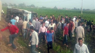 انقلاب أتوبيس يقٌل عمال أحد مصانع المنوفية بطريق (شبين الكوم- قويسنا)