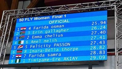 ذهبية ورقم قياسي جديد للسباحة فريدة عثمان