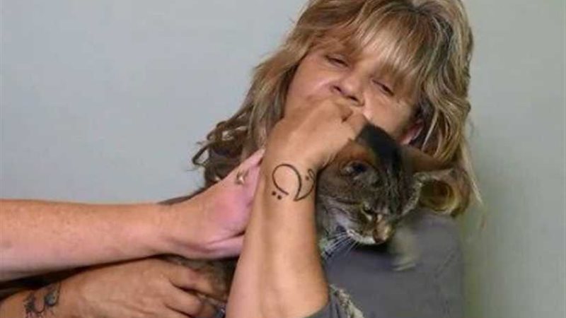 لم شمل امرأة مع قطتها