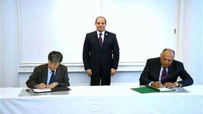 الرئيس السيسي يشهد توقيع مذكرة التعاون الفني الثلاثي المصري- الياباني بين الوكالة المصرية وجايكا