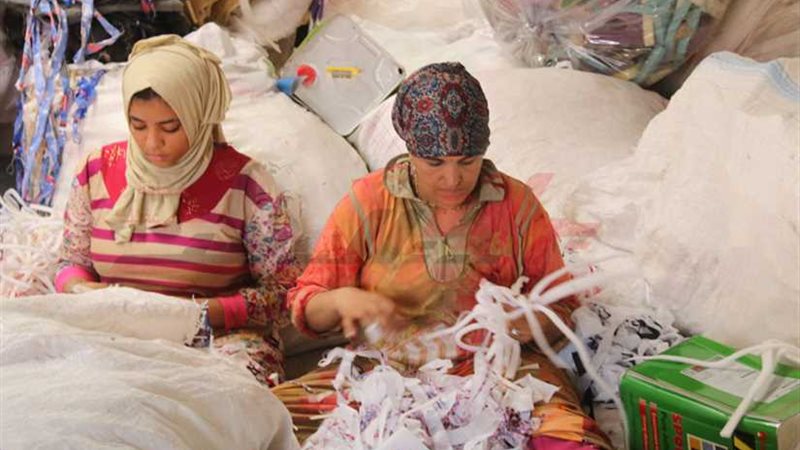 سيدات فرز قمامة المصانع