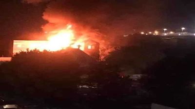 مصدر أمنى : لا إصابات فى حريق كنيسة مارجرجس