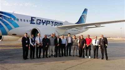 مصر للطيران تتسلم ثالث طائراتها من طراز A220-300 ومطار بلجيكي يستقبلها برش المياه