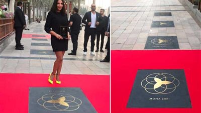 على غرار هوليوود.. منى زكي أول فنانة في ممر مشاهير دبي.. (صور)