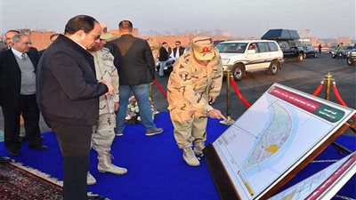 تفاصيل تفقد السيسى لمحور روض الفرج ومطار سفنكس الدولى 