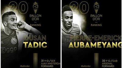 الكرة الذهبية.. أوبامينج وتاديتش في المركز الـ20 في قائمة الأفضل
