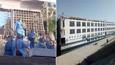 بالصور.. تفاصيل الإجراءات الاحترازية للتعامل مع باخرة مصابي الـ