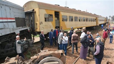 بالصور .. خروج عربة قطار عن القضبان بالدقهلية
