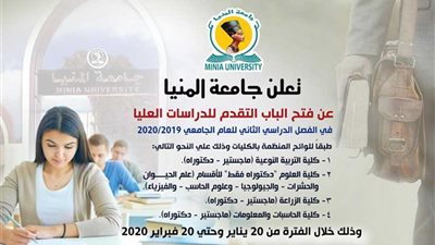 بدء التقديم للدراسات العليا بكليات المنيا
