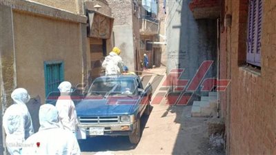 عزل جزئي وتعقيم لمنطقة مصاب كورونا بـ”المنوفية“.. (صور)