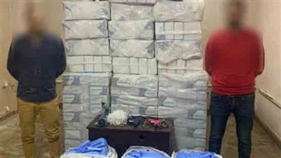  مباحث الجيزة تضبط مصنعا ينتج كمامات طبية من خامات مجهولة 