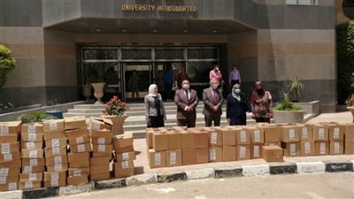 توزيع ٢٠٠ عبوة مواد غذائية اليوم من جامعة حلوان