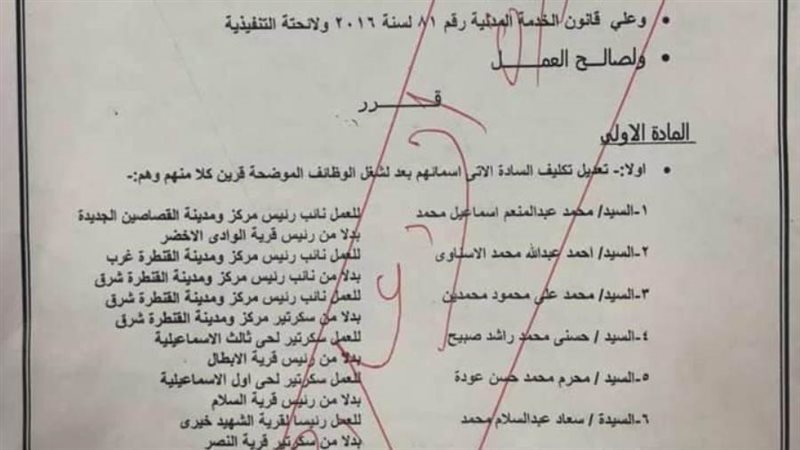 كشف اسماء رؤساء المراكز