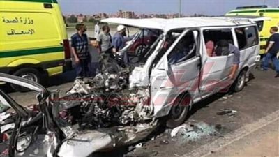 ارتفاع عدد ضحايا حادث تصادم بالطريق الإقليمى ببنها لـ 9 وفيات