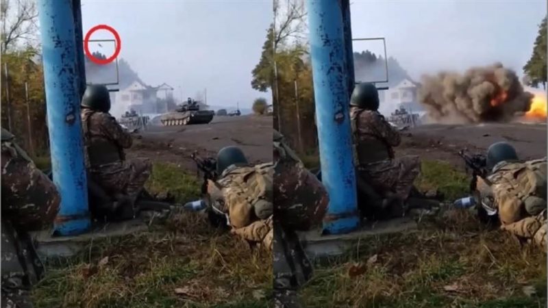 دبابة تنجو من صاروخ