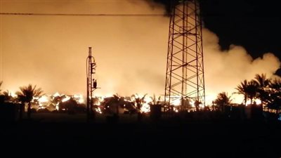 حريق هائل في مخزن قش بالدقهلية 