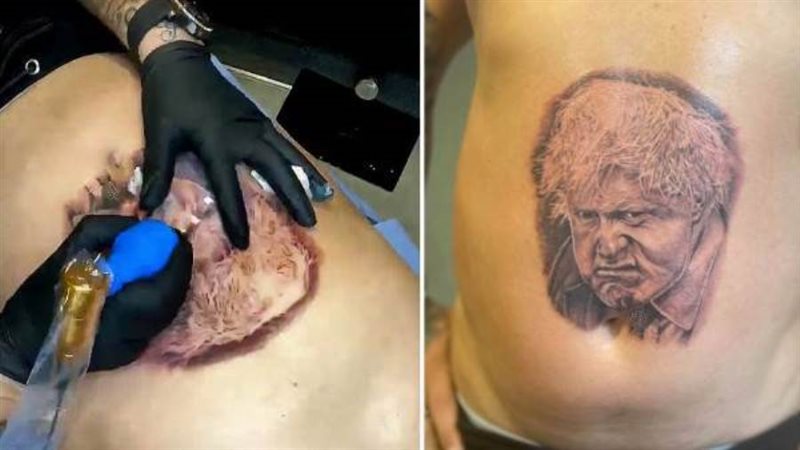 وشم بصورة بوريس جونسون