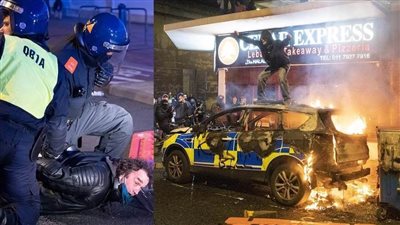 الأناركيون ينتقمون من الشرطة البريطانية.. إصابة 20ضابطاً وحرق 12 سيارة شرطة