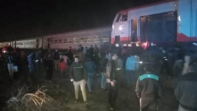 إصابة 15 شخصا في حادث قطار بمنيا القمح  (صور)