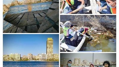 طلاب جامعة حلوان يقودون حملة لتنظيف النيل