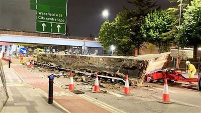 عاجل| تفاصيل حادث سقوط كوبري فوق سيارة في شارع 