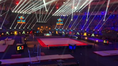 بالصور .... الاستعدادات الأخيرة لصالة ستاد القاهرة قبل افتتاح كأس العالم للجمباز الفني