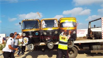 حملة مرورية لضبط التكاتك بمصيف بلطيم