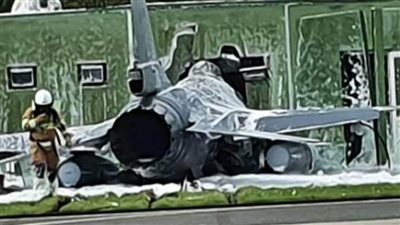 عاحل| تحطم مقاتلة  F-16 بلجيكية 