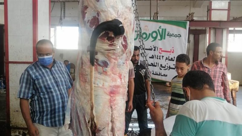 توزيع اللحوم على