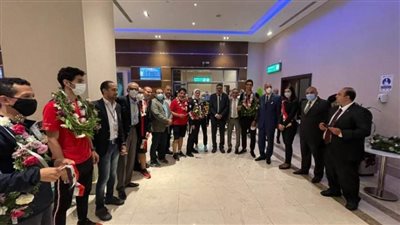 استقبال حافل من الشباب والرياضة لأبطال التايكوندو بمطار القاهرة