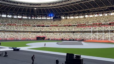 شاهد.. بدء عمليات تجهيز حفل ختام أولمبياد طوكيو 2020 