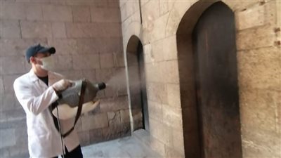رش وتطهير مناطق آثار غرب القاهرة (صور)